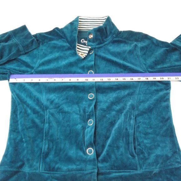 Onque Casuals Elements of Style Velour Jacket Large Snap Fasten Casual Comfort - Picture 9 of 10